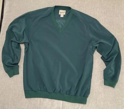 Woolrich Men’s Pullover Windbreaker Jacket Golf Preppy Green V-Neck 8916 Medium - Image 1 of 4