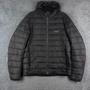 Hugo Boss Jacket Mens Medium Black Puffer Hooded Insulated J Thor Coat Sofshell - Picture 1 of 14