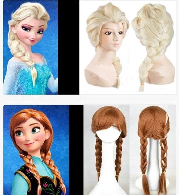 Damen Perücke Elsa Anna Eiskönigin Prinzessin Kinder Karneval Fasching Party
