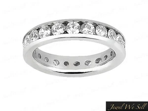 1.45Ct Round Diamond Classic Channel Set Eternity Band Ring 950 Platinum F VS2 - Picture 1 of 20