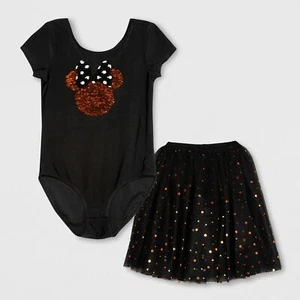 Disney Minnie Mouse Sequin Black Bodysuit Tulle Sparkle * L Large 10/12 NWT - Picture 1 of 2