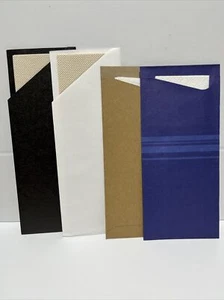 Cutlery Pouch KRAFT, BLACK, WHITE or BLUE STRIPED 2ply Bamboo/white napkin 100 - Picture 1 of 5