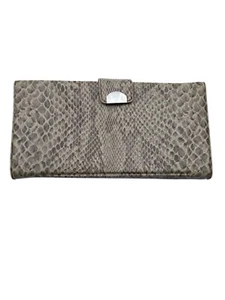 Vintage 60’s/70’s Womens Vinyl Snakeskin Brown Beige Fold Out Wallet Midcentury - Picture 1 of 8