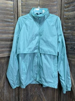 Vtg Woolrich Surf Green Zip Hood in Collar Windbreaker Nylon Jacket Mens Large - Image 1 of 4