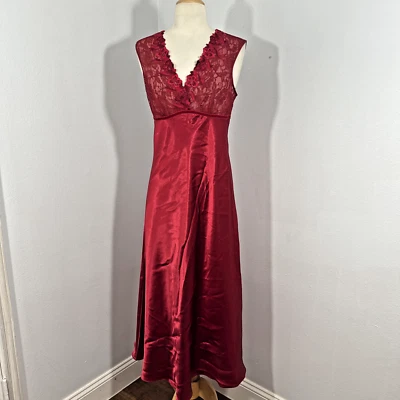 Vestido Oscar de la Renta Mujer Pequeño Rojo Babydoll Satinado Hada Lencería Y2k Años 90 Foto 1 de 4