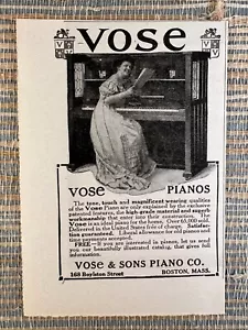 Vose & Sons Klaviere aufrecht Boston Massachusetts 1910 Vintage Print Ad - Bild 1 von 1