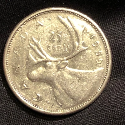 1959 Canada 25 Cents Silver Coin - VF (Very Fine) condition - Image 1 of 4