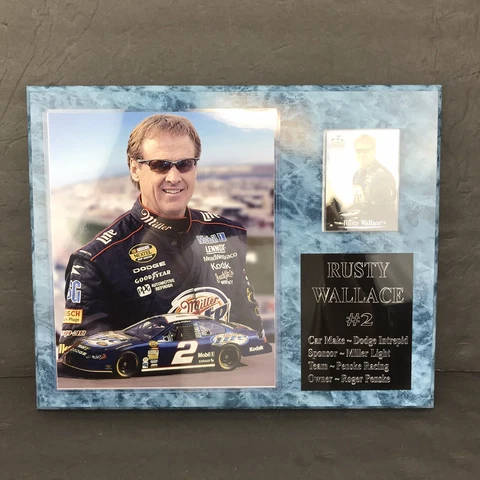 Rusty Wallace #2 Dodge Miller Lite Plaque Photo With Card 15" x  12" 2001 Cover