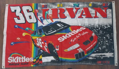 NASCAR Ernie Irvan #36 Skittles Racing Car Flag 35"x60" Racing Team Grand Prix Cover