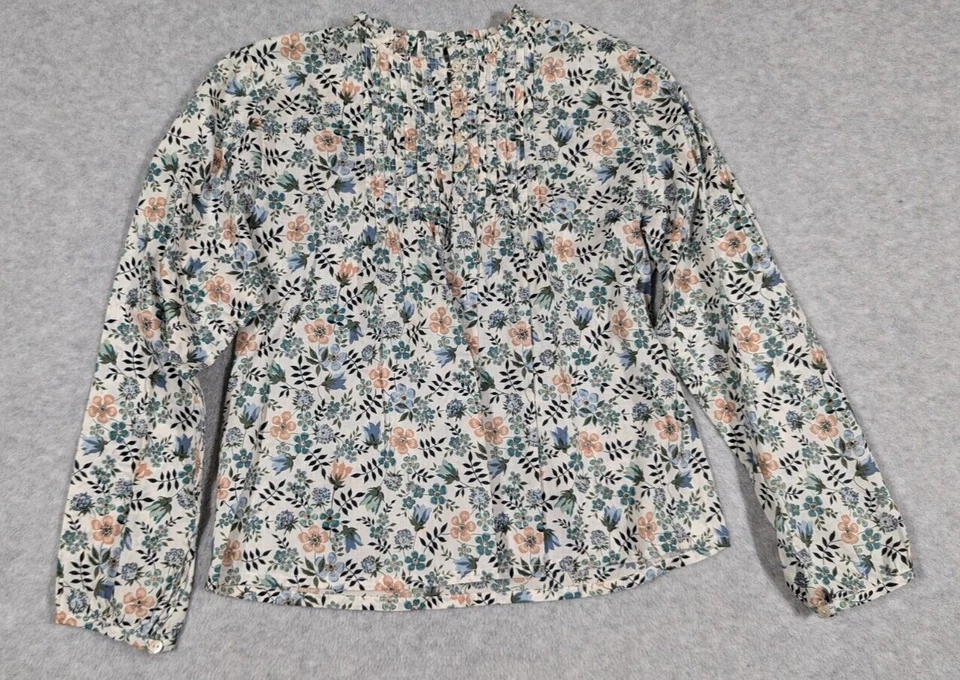 Papo d'Anjo Girl Top 10 Years Floral Pleated Pintucks Popover  Cottagecore - Image 1 of 4