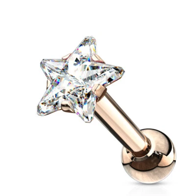 1 Pc 3mm 4 mm Star CZ Surgical Steel Helix Tragus Cartilage Barbell Stud Earring - Image 1 of 4