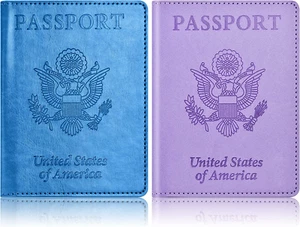 2Pack Passport Holder Wallet Cover Case, Travel Essentials for Women and Men - Picture 1 of 7