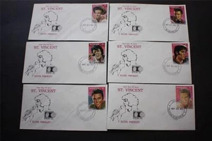 LOT 6 HIGH VALUED ELVIS PRESLEY ST. VINCENT STAMP FISRT DAY COVERS FDC FV$6 - Picture 1 of 1