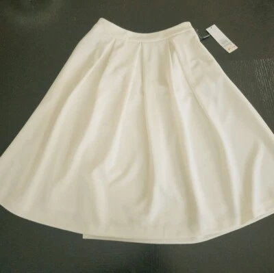 Falda de traje plisada clásica crema midi crepé calvin Klein talla 0 Foto 1 de 4