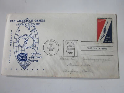 US COVER USA 1959 FDC SCOTT C56 COMPLEX CACHET SOLDIER FIELD CHICAGO CANCEL - Image 1 of 3