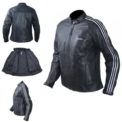 Motorradjacke Damen Chopperjacke Leder CE Protektoren Thermic Weiss - Bild 1 von 4