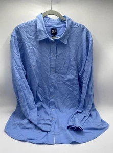 Gap Linen Shirt Women Size XL Blue Button Long Sleeve Linen Blend Casual - Picture 1 of 7