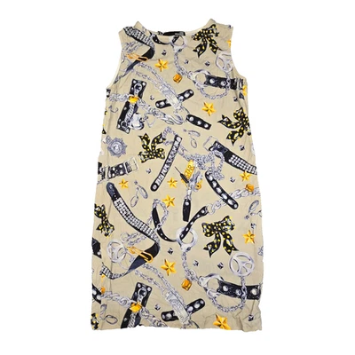 Vestido Love Moschino Feminino 6 Bege Estampa Total Casual Vestido Regata Midi Tamanho 6 - Imagem 1 de 4