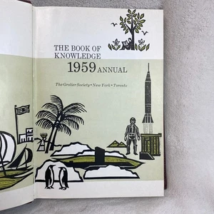 Vintage 1959 The Book of Knowledge Annual Adult Owned The Grolier Society - Picture 1 of 11