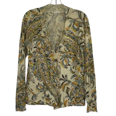 Coldwater Creek Cárdigan Paisley Floral Marrón Crema Mujer Talla XS Oficina  Foto 1 de 4