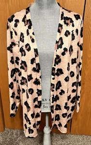 Leopard Animal Print Open Front Long Sleeved Cardigan Women’s L Size Large NWOT - Picture 1 of 9