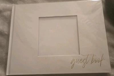 Libro de visitas Celtiko para boda, quinceañera, etc. para iniciar sesión 9,5” x 7” blanco con marco Foto 1 de 3