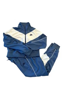 Nike Blue White Polyester Tracksuit Set Activewear Hiking Walking Fitness Medium - Picture 1 of 8
