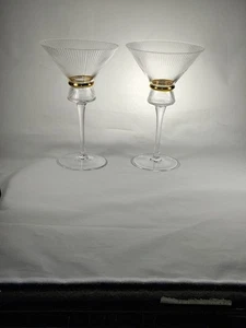 CROFTON GOLD BAND MARTINI GLASSES SET OF 2 - Picture 1 of 10