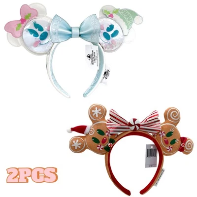 Disney- Orejas de moño de pan de jengibre + Muñeco de nieve pastel azul claro Mickey&Minnie Navidad Foto 1 de 4
