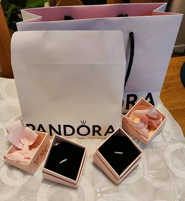 Pandora Era 14ct 585 Diamond earrings huggies hoops lab created - Image 1 of 4