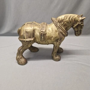 Heavy Brass Shire Horse Ornament/Door Stop - Picture 1 of 14