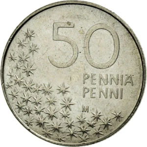 Finnish Coin Finland 50 Pennia | Brown Bear | Polytrichum commune | 1990 - 2001 - Picture 1 of 12