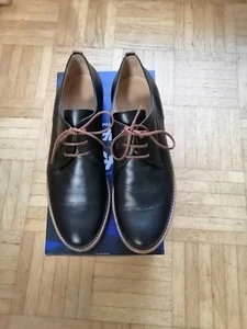 Schnürschuhe, Damen, Leder, Gr. 39, Noir/Cognac - Bild 1 von 3