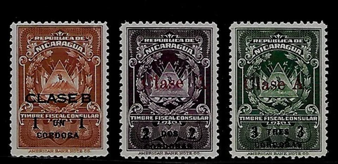NICARAGUA - 3 NH CONSULAR REVENUES of 1923 Cover