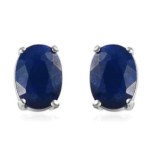 1.75ctw Tanzanian Blue Spinel (DF) Solitaire Earrings Platinum Plated Sterling - Picture 1 of 5