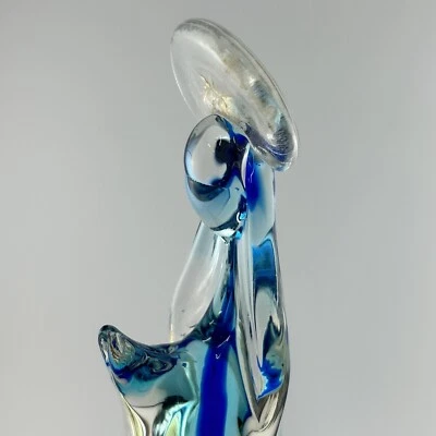 Vidrio Sommerso Virgen María transparente y azul dorado motas 11 pulgadas ¿Murano rezando? LEER Foto 1 de 4
