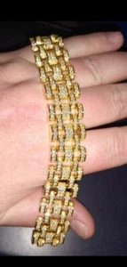 Herrenarmband 14 Karat Goldfarben 5A Hand Set Zirkonia Iced Jubilee 20 mm - Bild 1 von 16