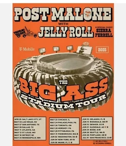 POST MALONE with Jelly Roll The Big Ass 2025 Stadium Tour Poster Print - Picture 1 of 6