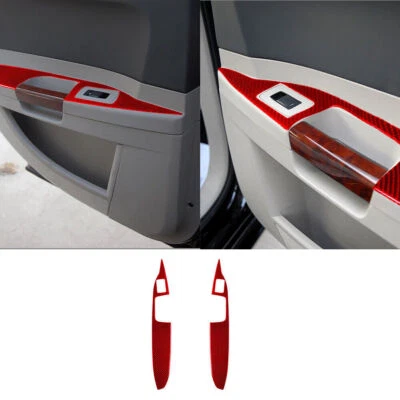 For Chrysler 300 05-07 Red Carbon Fiber Interior Rear Door Panel Cover Trim 2Pcs - Imagem 1 de 4