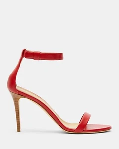 Theory Women's Demeura Nappa High Heel Sandal Ankle Strap Pumps 39 NWT 37.5 RED - Picture 1 of 4