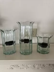 Rare SET Of 3 Glass Hurricane Candle Holders Made In Columbia - Picture 1 of 9