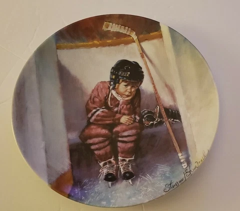 Hockey collectors plate Bradex Stewart Sherwood  1990 Two Minutes  Tripping Cover