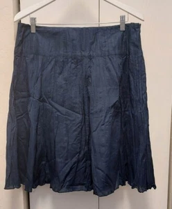 INC International Concepts Navy Pleated Skirt Size 16 Preppy Office Professional - Picture 1 of 7