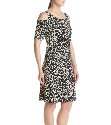 NUEVO VESTIDO KASPER NEGRO BLANCO HOMBRO FRÍO CARRERA TALLA M TALLA L TALLA XL $7 Foto 1 de 3