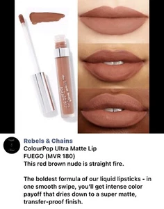 Colourpop Romance Moi Ultra Matte Lip Liquid Lipstick - Fuego - Brown Red Nude - Picture 1 of 24