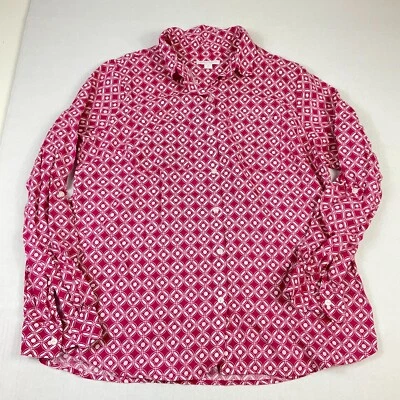 Camisa Charter Club Lino Estampado Medallón Abotonada Manga Larga Bolsillos Mediana Foto 1 de 4