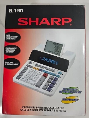 Sharp EL-1901 Paperless Printing Calculator with Check and Correct, 12-Digit LCD - Image 1 of 4