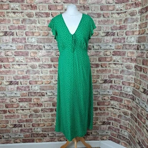 Nobodys Child Midi Dress Green Polka Dot UK 12 Tie Waist - Picture 1 of 11