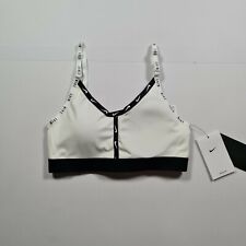 NIKE Womens White Indy Light Support Logo Sports Bra Ladies Small / S