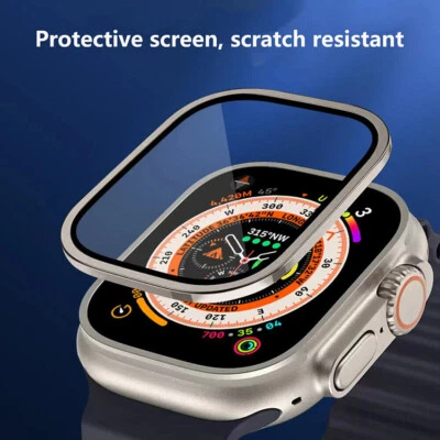 1/2PCS For Apple Watch Ultra 49mm Case Metal Tempered Glass Screen Protector - Image 1 of 4